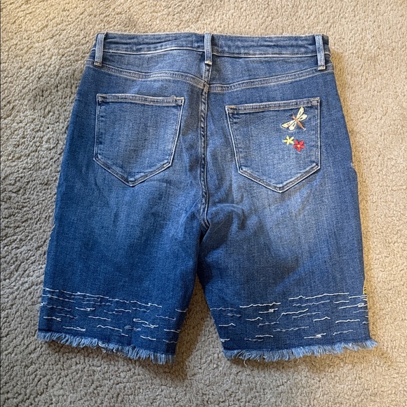 DRIFTWOOD Blue Embroidered Heron & Sunset Jean Shorts Sz 28 - Picture 6 of 10